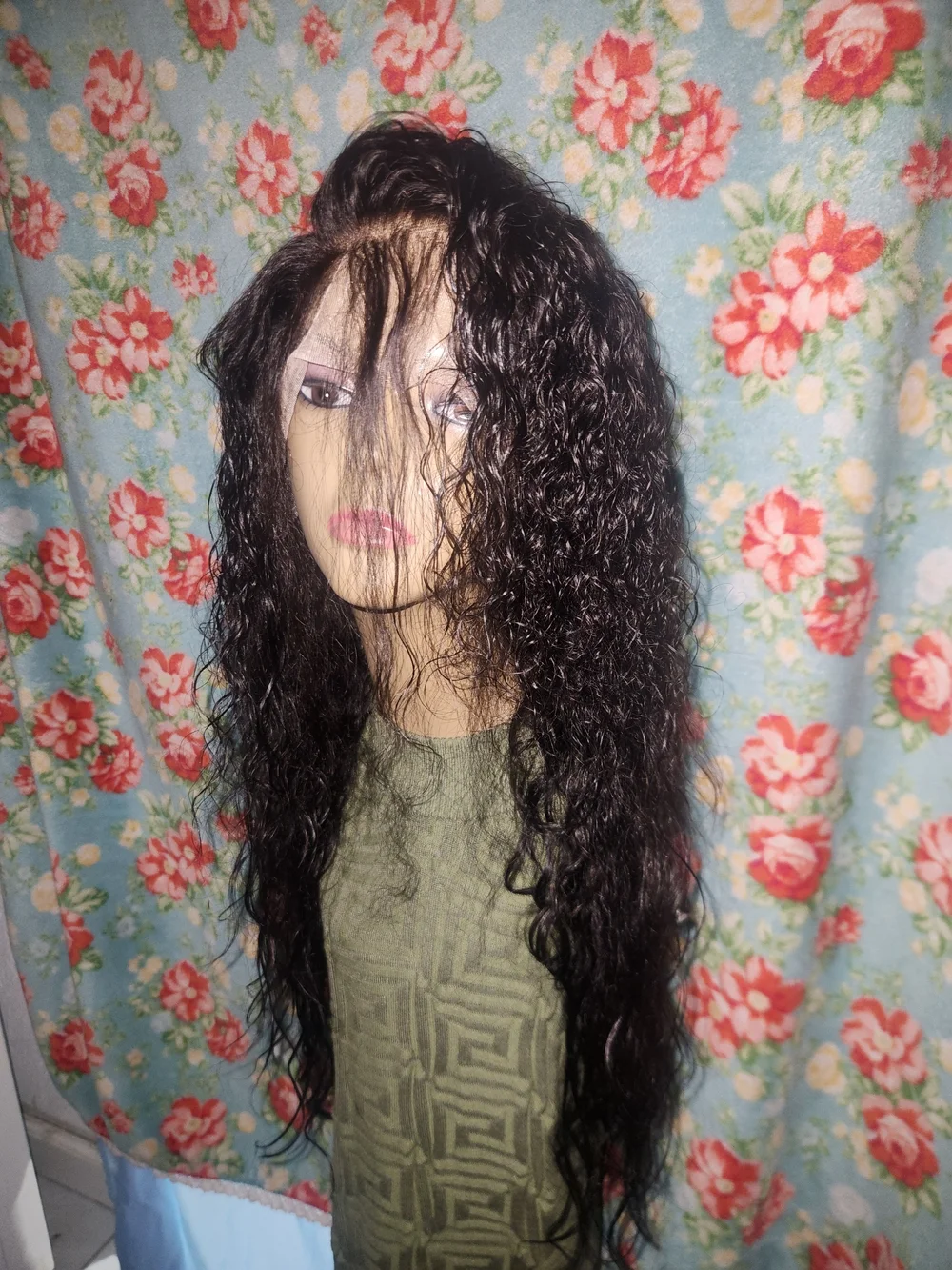Natural Long Curly Lace Front Wig - Human Hair
